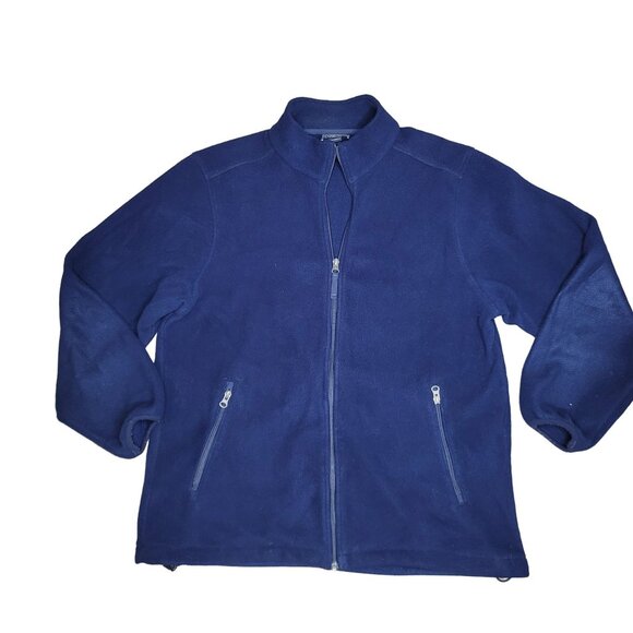 Lands' End Boys' L 14-16 Regular Navy Blue Fleece Full-Zip Jacket warm fall - Picture 2 of 4